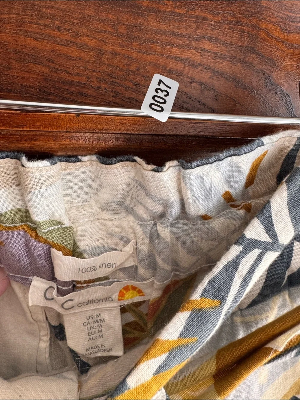 Printed Paperbag Waist Shorts - Mustard Leaf Print - Picture 5 of 9
